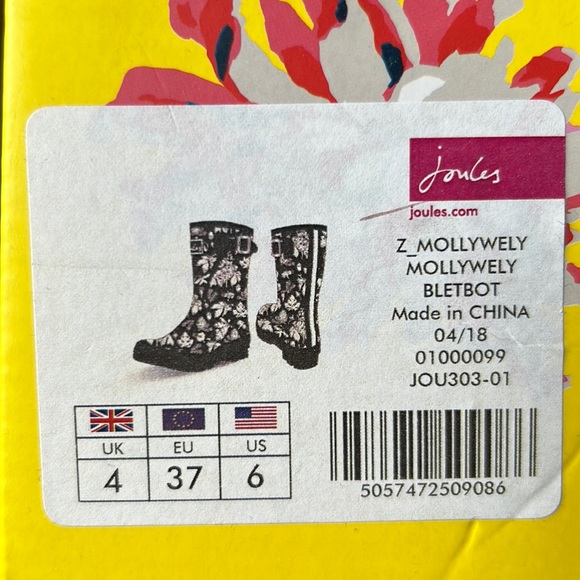 Joules Black Etched Botanical Rainboots - Picture 9 of 10